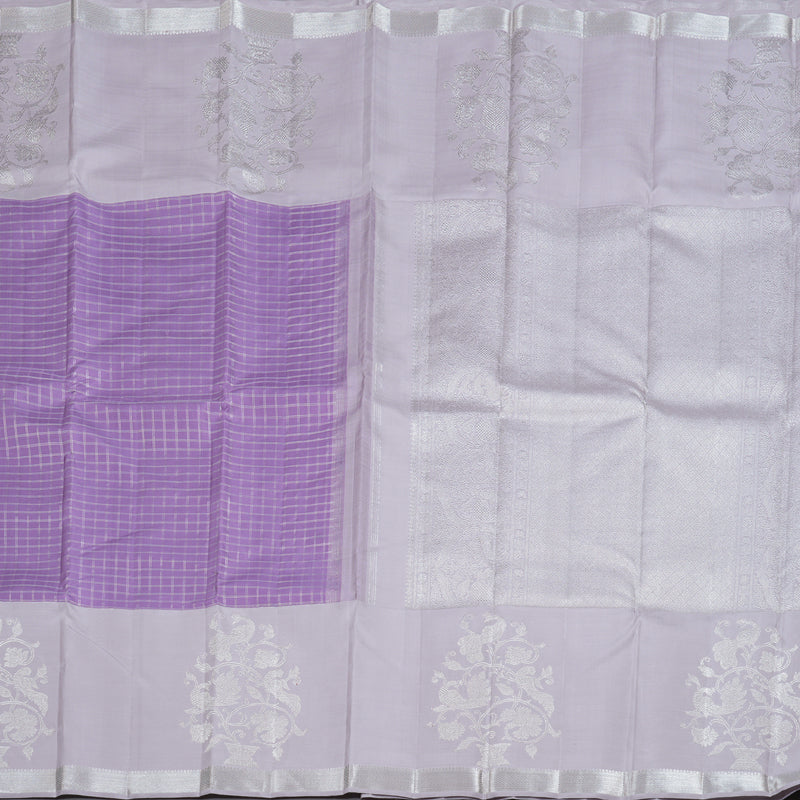 Hayagrivas Lavender Kanjivaram Silk Saree with Powder Pink Border BBD945J6-1