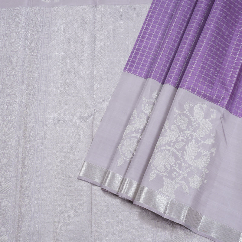 Hayagrivas Lavender Kanjivaram Silk Saree with Powder Pink Border BBD945J6-1