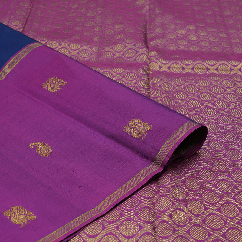 Hayagrivas Handloom Navy Blue Kanjivaram Silk Saree with Ganga Jamuna border BBD947J10-3