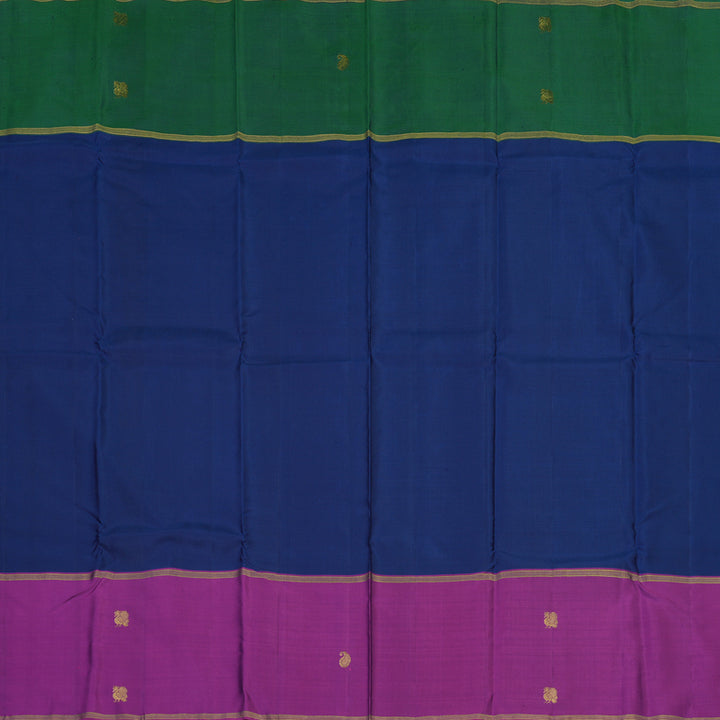Hayagrivas Handloom Navy Blue Kanjivaram Silk Saree with Ganga Jamuna border BBD947J10-3
