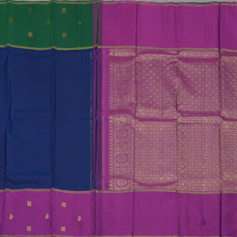 Hayagrivas Handloom Navy Blue Kanjivaram Silk Saree with Ganga Jamuna border BBD947J10-3