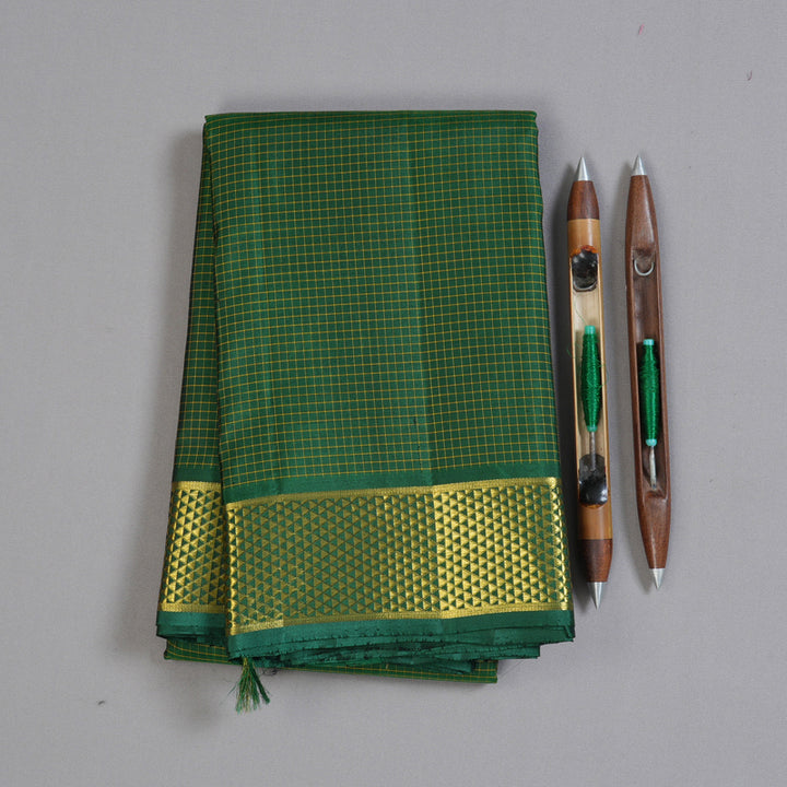 Hayagrivas Handloom Kanjivaram Silk Saree in Regal Deep Green Color BBD947J11-2