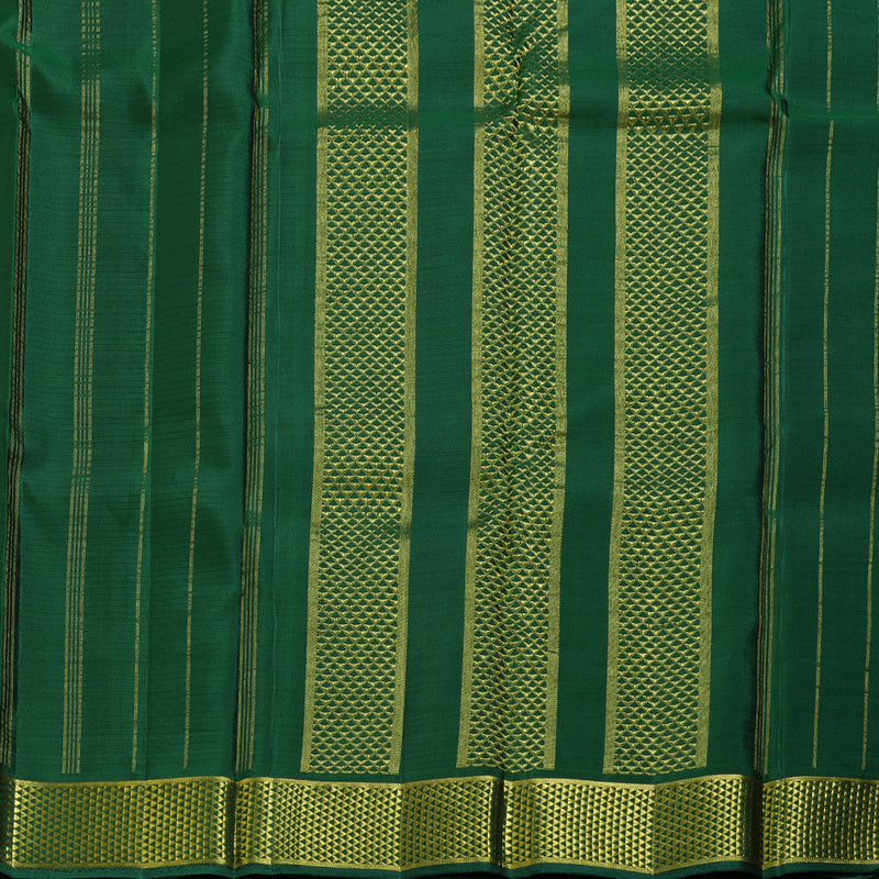 Hayagrivas Handloom Kanjivaram Silk Saree in Regal Deep Green Color BBD947J11-2
