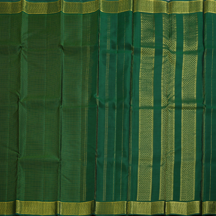 Hayagrivas Handloom Kanjivaram Silk Saree in Regal Deep Green Color BBD947J11-2