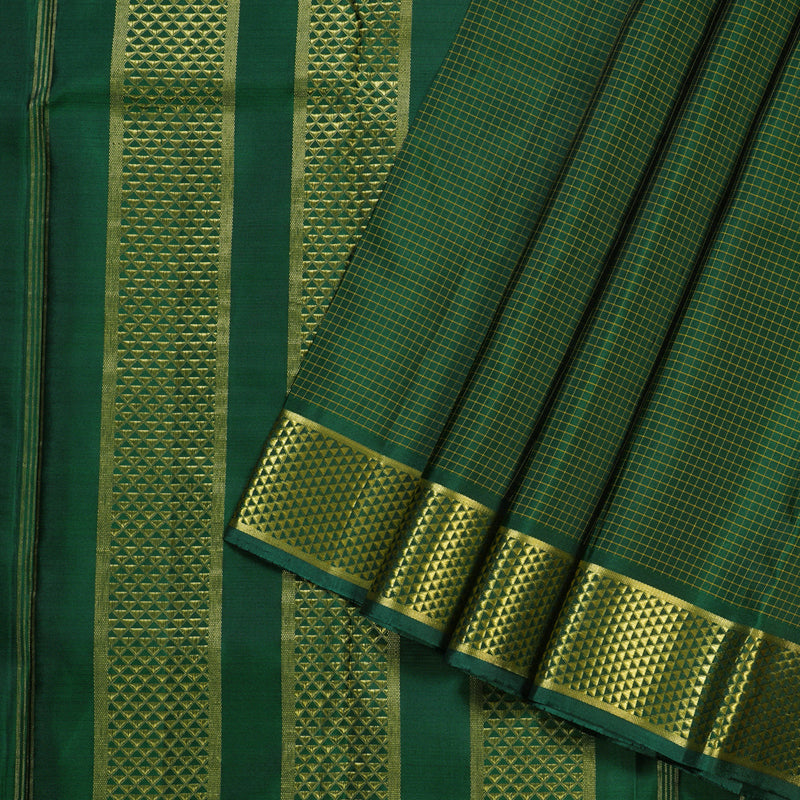 Hayagrivas Handloom Kanjivaram Silk Saree in Regal Deep Green Color BBD947J11-2