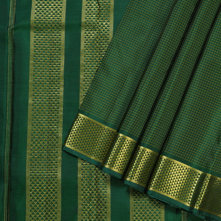Hayagrivas Handloom Kanjivaram Silk Saree in Regal Deep Green Color BBD947J11-2