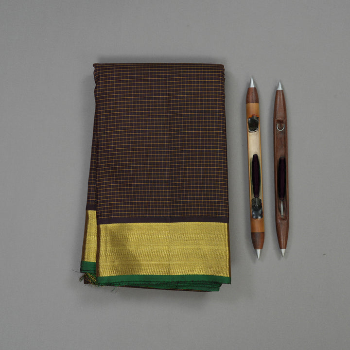 Hayagrivas Handloom Dark Chocolate Brown Kanjivaram Silk Saree BBD947J11-3