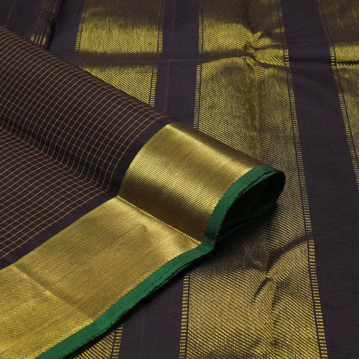 Hayagrivas Handloom Dark Chocolate Brown Kanjivaram Silk Saree BBD947J11-3