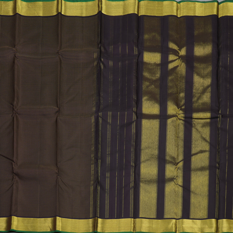 Hayagrivas Handloom Dark Chocolate Brown Kanjivaram Silk Saree BBD947J11-3