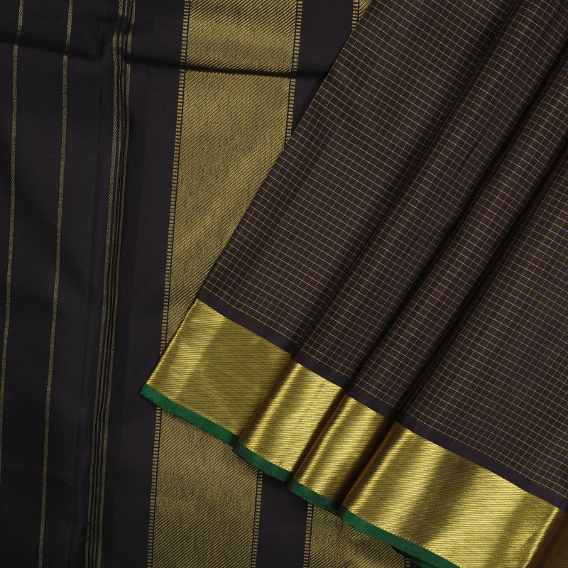 Hayagrivas Handloom Dark Chocolate Brown Kanjivaram Silk Saree BBD947J11-3