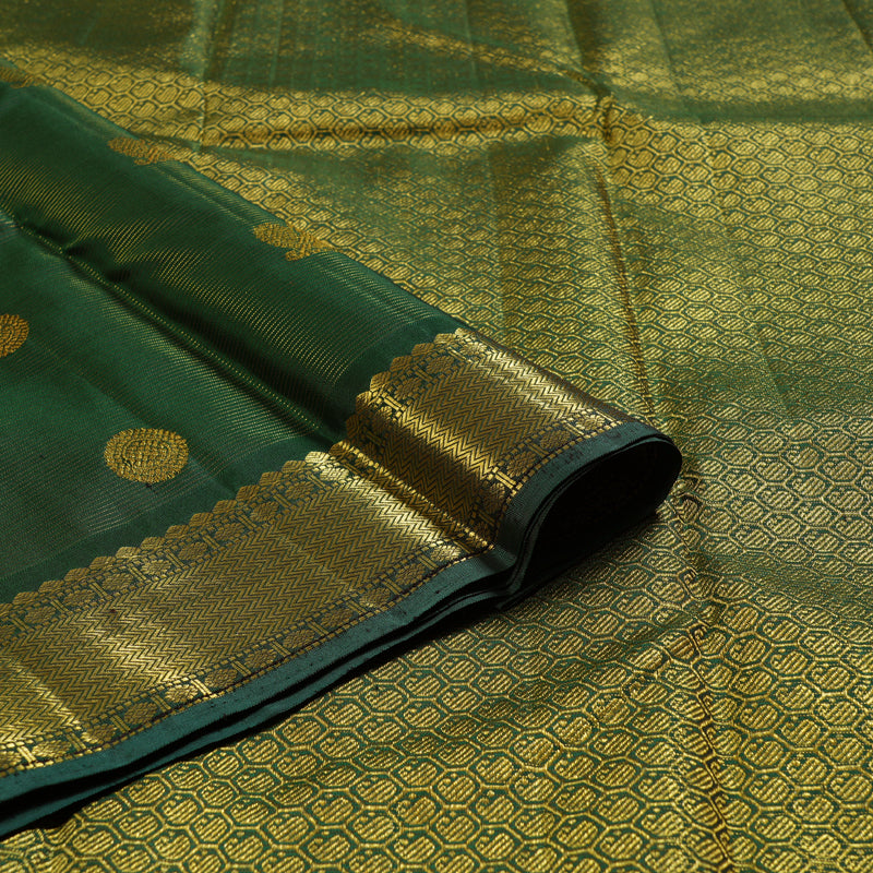 Hayagrivas Metallic Bottle Green Handloom Kanjivaram Silk Saree BBD947J13-6
