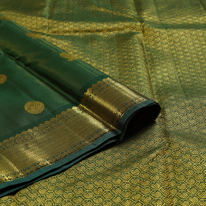 Hayagrivas Metallic Bottle Green Handloom Kanjivaram Silk Saree BBD947J13-6