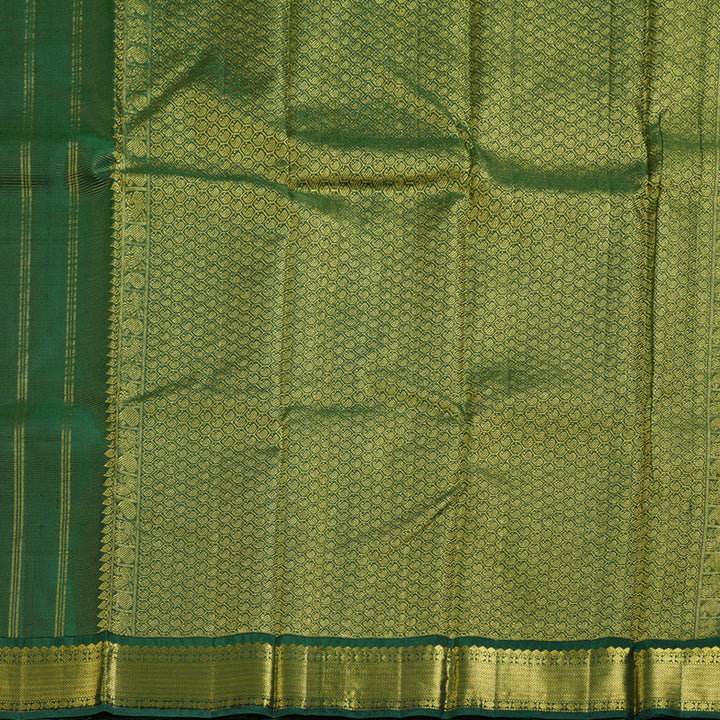 Hayagrivas Metallic Bottle Green Handloom Kanjivaram Silk Saree BBD947J13-6