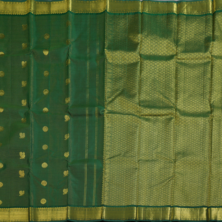 Hayagrivas Metallic Bottle Green Handloom Kanjivaram Silk Saree BBD947J13-6