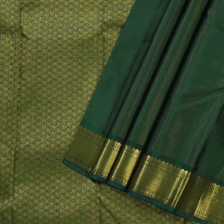 Hayagrivas Metallic Bottle Green Handloom Kanjivaram Silk Saree BBD947J13-6