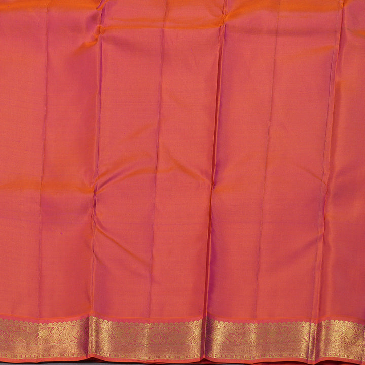 Hayagrivas Olive Green Handloom Kanjivaram Silk Saree with Orangish Pink Border BBD947J16-1