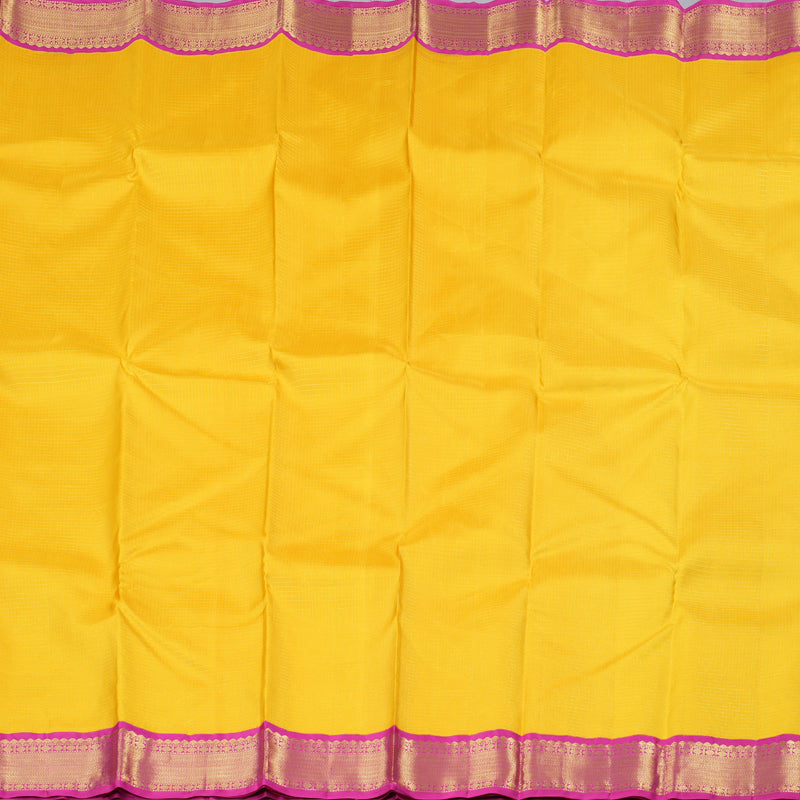 Hayagrivas Radiant Yellow Handloom Kanjivaram Silk Saree with Pink Border BBD947J17-1