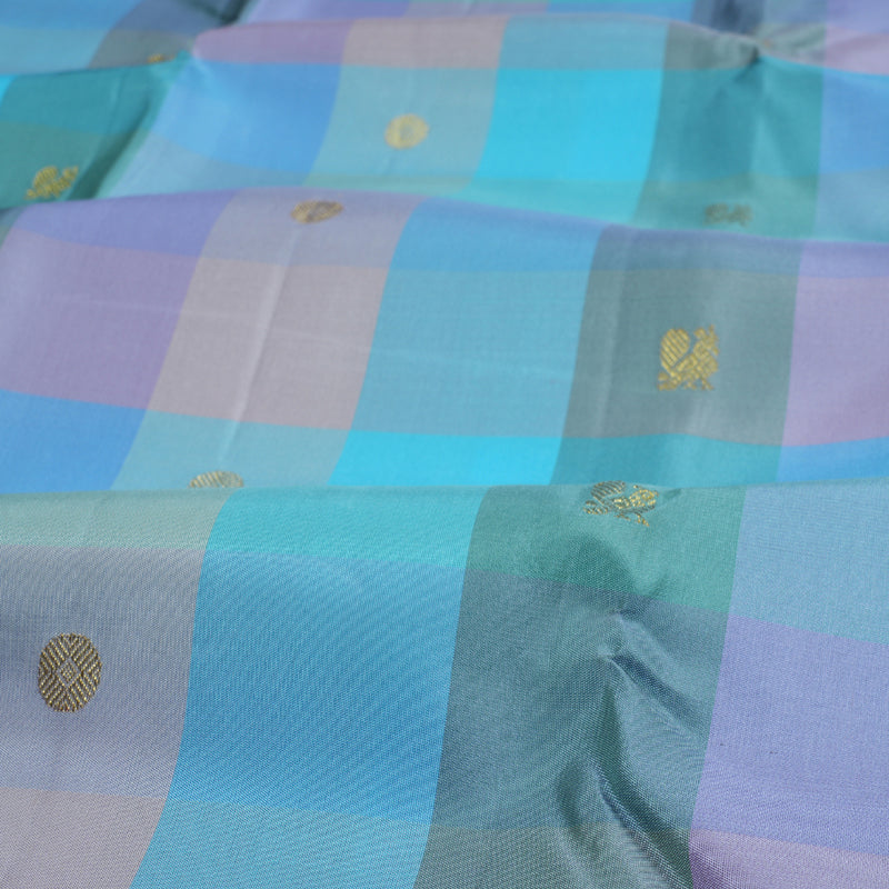 Hayagrivas Multi Color Checks Kanjivaram Silk Saree with Multi Color Checks Border BBD947J4-2