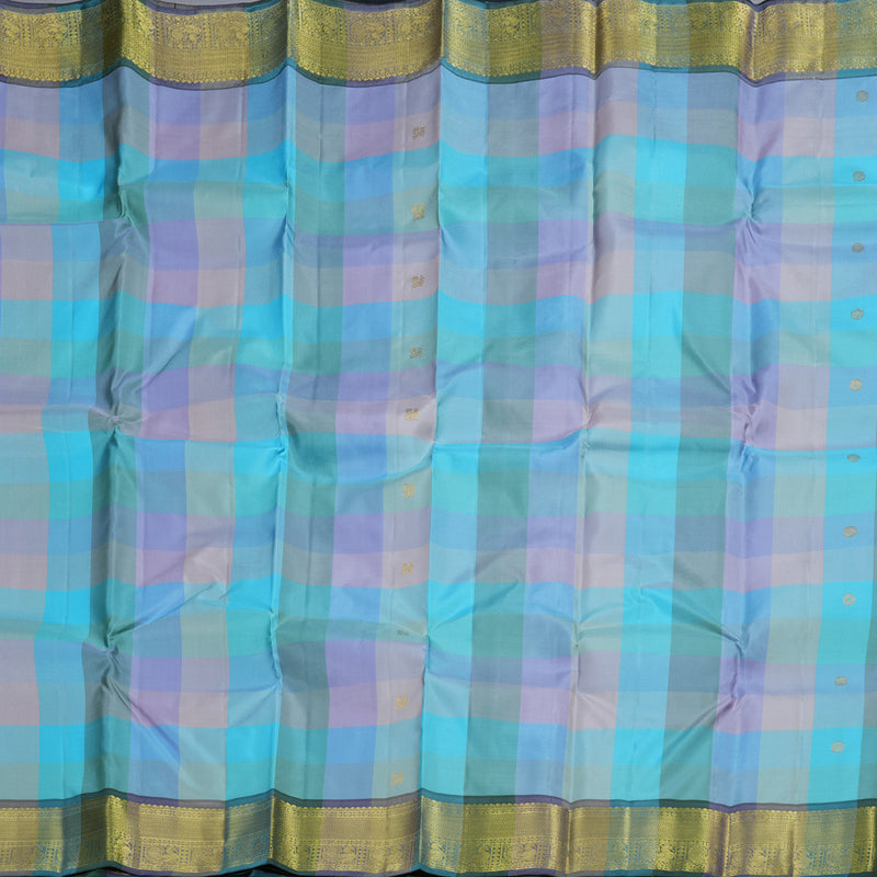 Hayagrivas Multi Color Checks Kanjivaram Silk Saree with Multi Color Checks Border BBD947J4-2