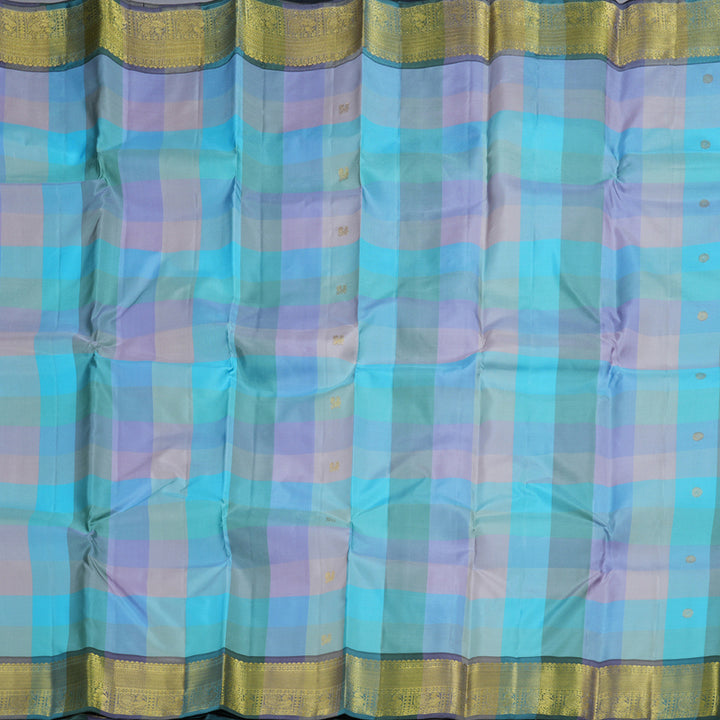 Hayagrivas Multi Color Checks Kanjivaram Silk Saree with Multi Color Checks Border BBD947J4-2