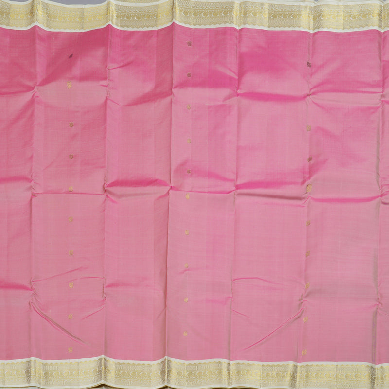 Hayagrivas Baby Pink Kanjivaram Silk Saree with Half White Border BBD947J5-2