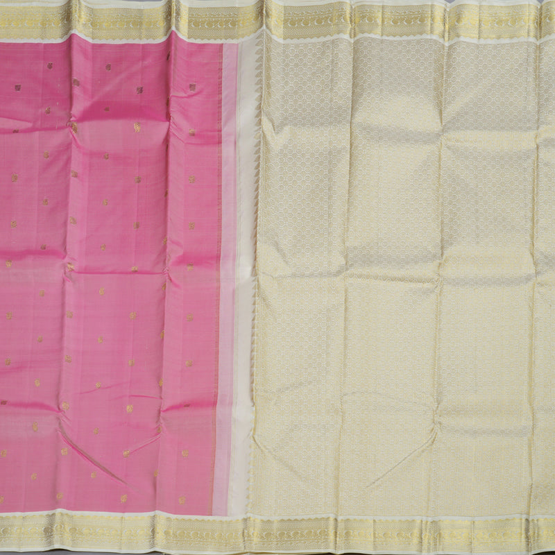 Hayagrivas Baby Pink Kanjivaram Silk Saree with Half White Border BBD947J5-2