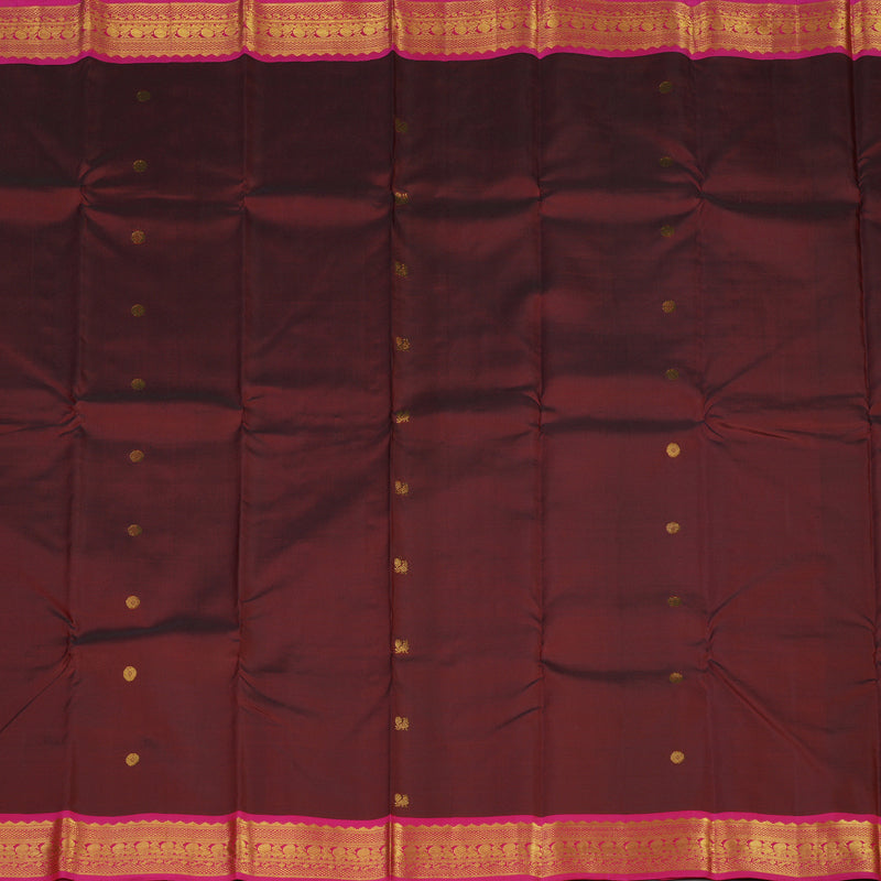 Hayagrivas Handloom Araku Maroon Kanjivaram Silk Saree with Rani Pink border BBD947J5-8