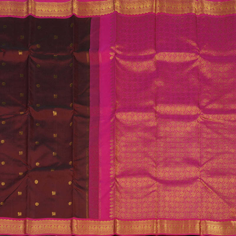 Hayagrivas Handloom Araku Maroon Kanjivaram Silk Saree with Rani Pink border BBD947J5-8