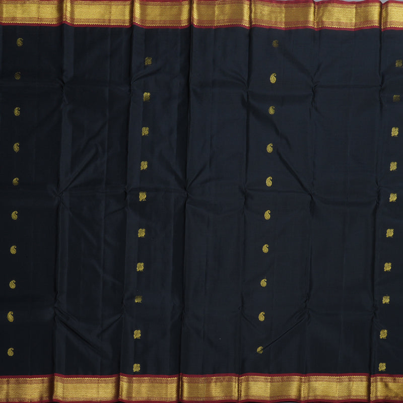 Hayagrivas Black Kanjivaram Silk Saree with Wine maroon Border BBD947J5-9