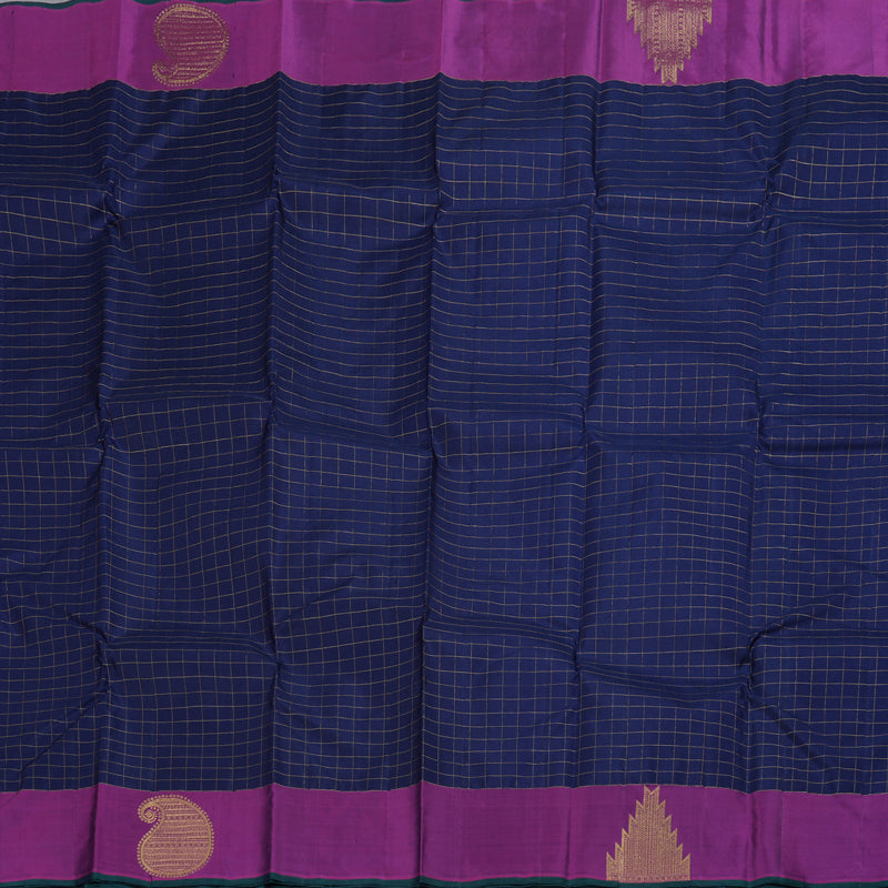 Hayagrivas Midnight Blue Kanjivaram Silk Saree with Purple Border BBD947J9-2