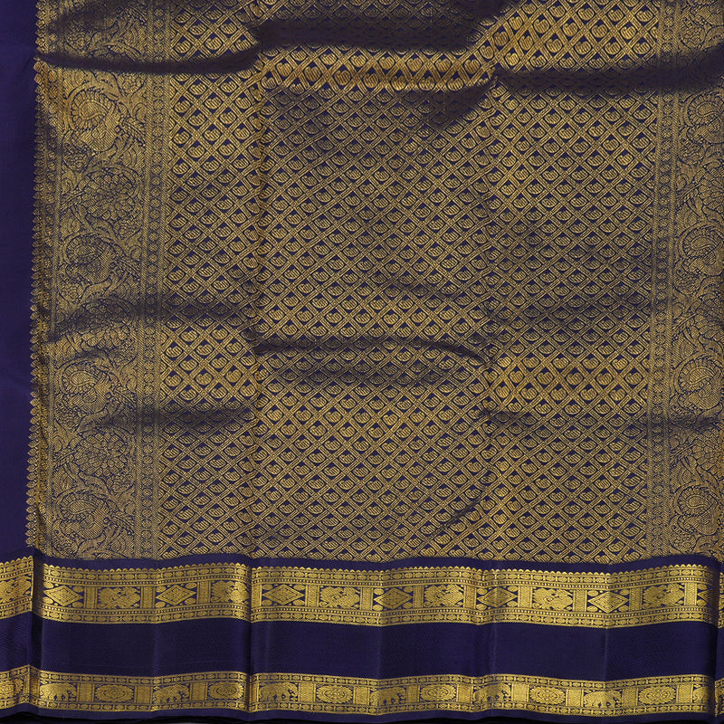 Hayagrivas Red Handloom Kanjivaram Silk Saree with Dark Blue Border BBD948J6-1