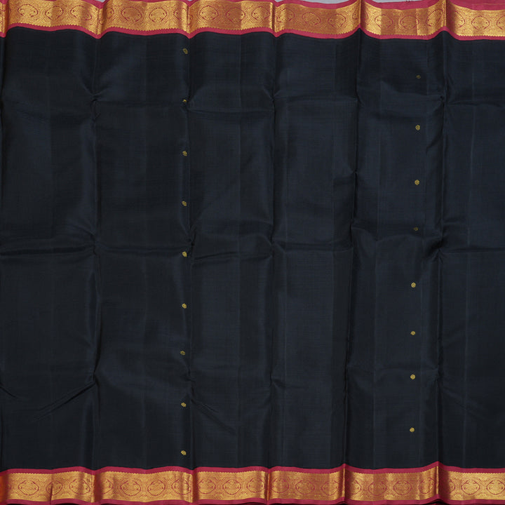 Hayagrivas Black Handloom Kanjivaram Silk Saree with Maroon Border BBD951J3-1
