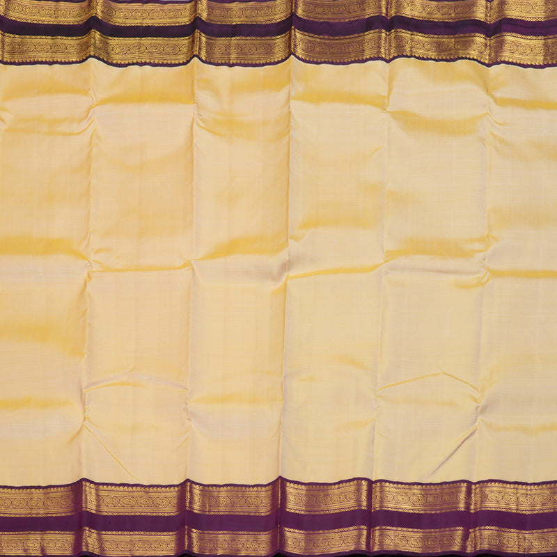 Hayagrivas Light Sandal Handloom Kanjivaram Silk Saree with Dark Purple Border BBD951J5-1