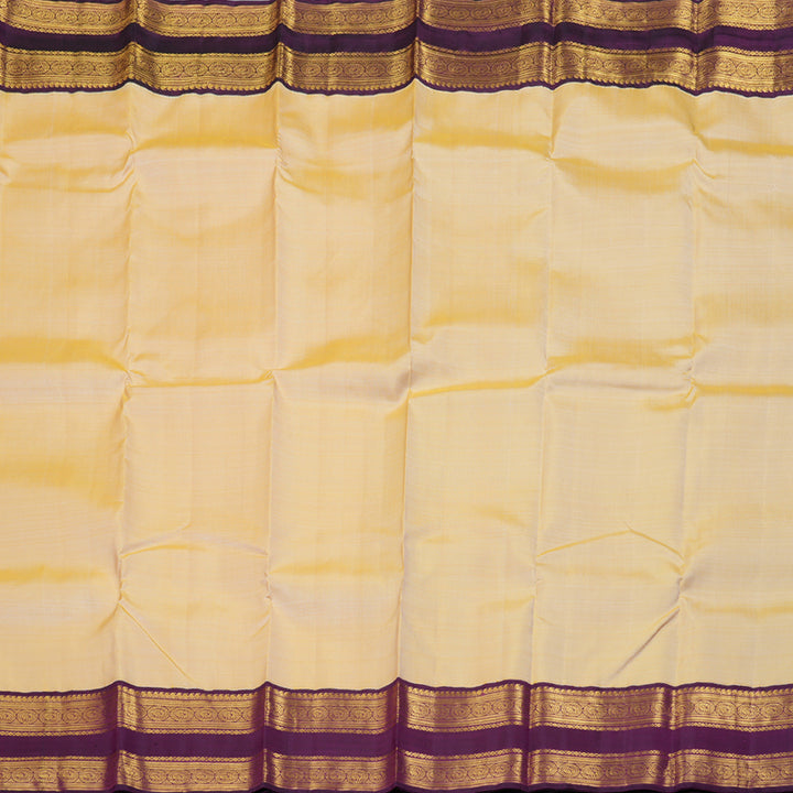 Hayagrivas Light Sandal Handloom Kanjivaram Silk Saree with Dark Purple Border BBD951J5-1