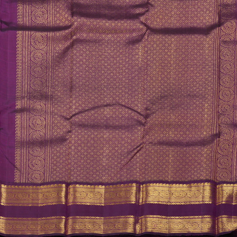 Hayagrivas Light Sandal Handloom Kanjivaram Silk Saree with Dark Purple Border BBD951J5-1