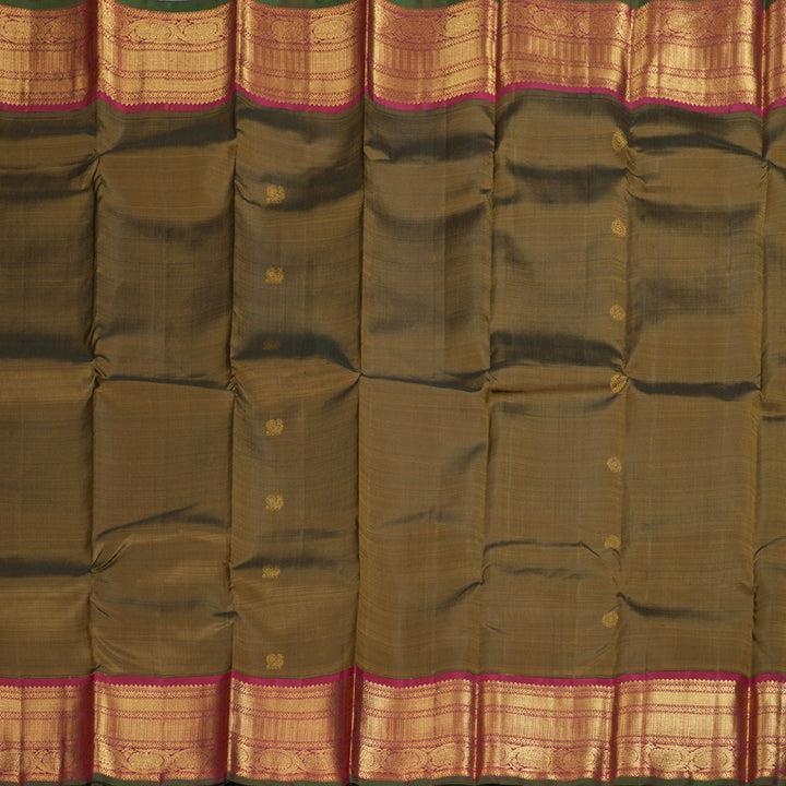 Hayagrivas Wheat Brown Handloom Kanjivaram Silk Saree with Maroon Border BBD951J6-3