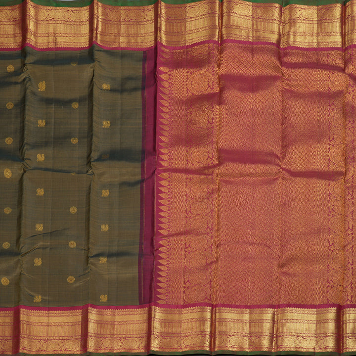 Hayagrivas Wheat Brown Handloom Kanjivaram Silk Saree with Maroon Border BBD951J6-3