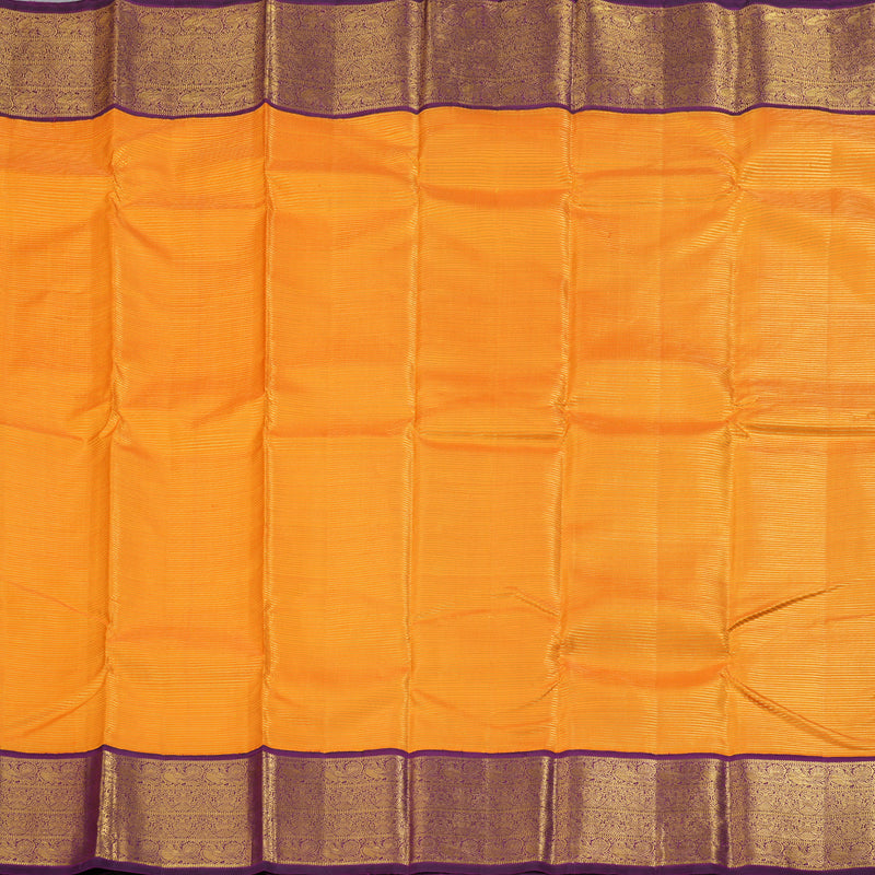 Hayagrivas Mango Yellow Handloom Kanjivaram Silk Saree with Dark Purple Border BBD951J7-1