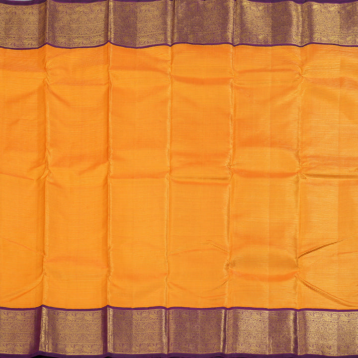 Hayagrivas Mango Yellow Handloom Kanjivaram Silk Saree with Dark Purple Border BBD951J7-1