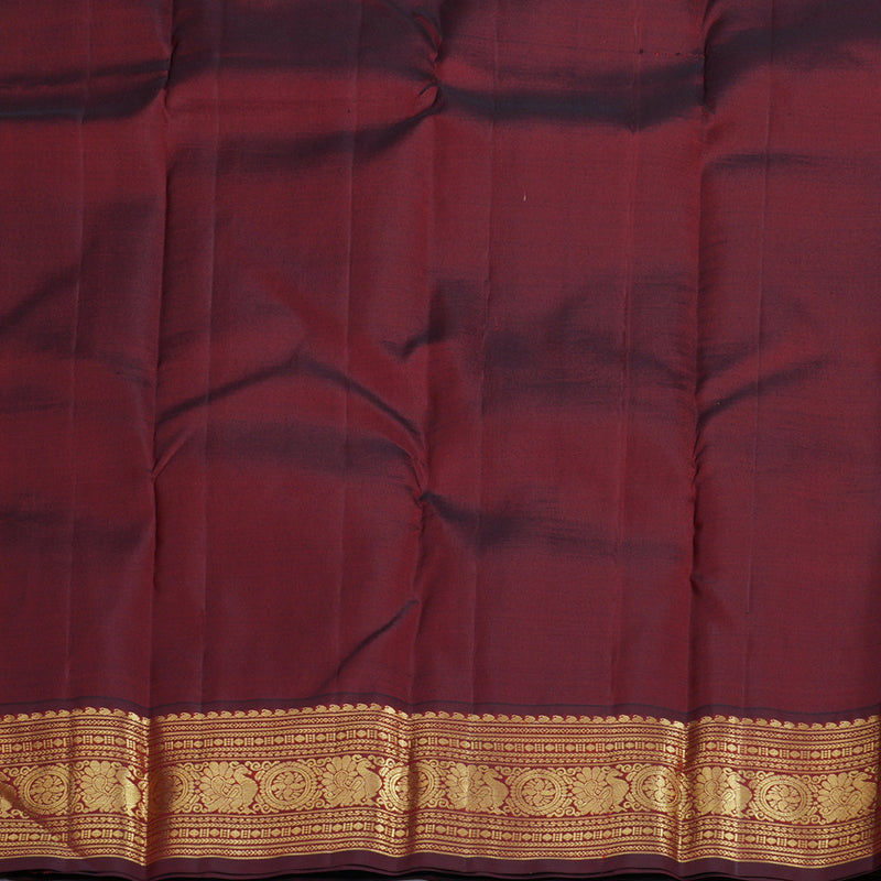 Hayagrivas Mango Yellow Handloom Kanjivaram Silk Saree with Wine Maroon Border BBD959J3-1