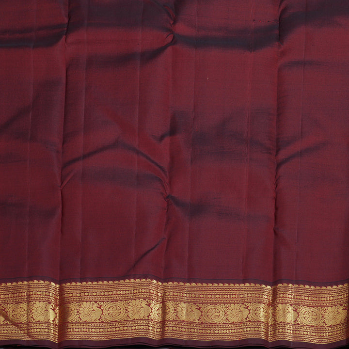 Hayagrivas Mango Yellow Handloom Kanjivaram Silk Saree with Wine Maroon Border BBD959J3-1