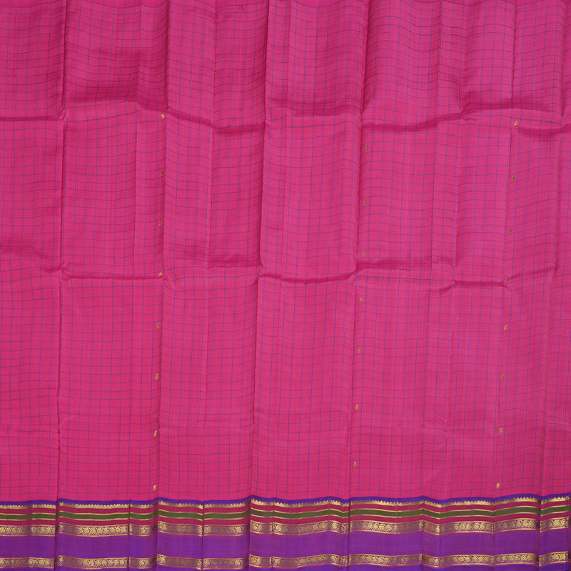 Hayagrivas Pink Handloom Kanjivaram Silk Saree with Purple Border BBD961J3-4