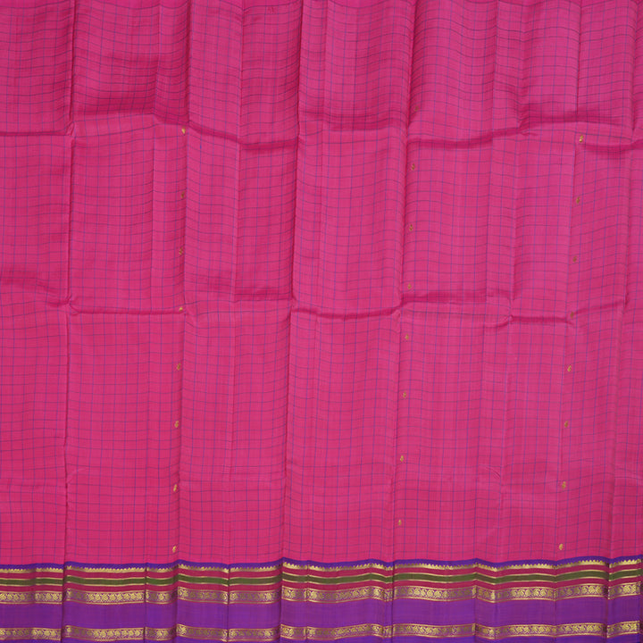 Hayagrivas Pink Handloom Kanjivaram Silk Saree with Purple Border BBD961J3-4