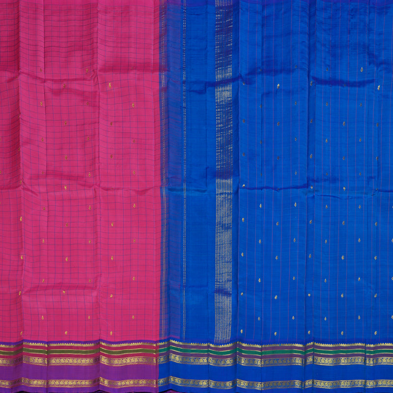 Hayagrivas Pink Handloom Kanjivaram Silk Saree with Purple Border BBD961J3-4