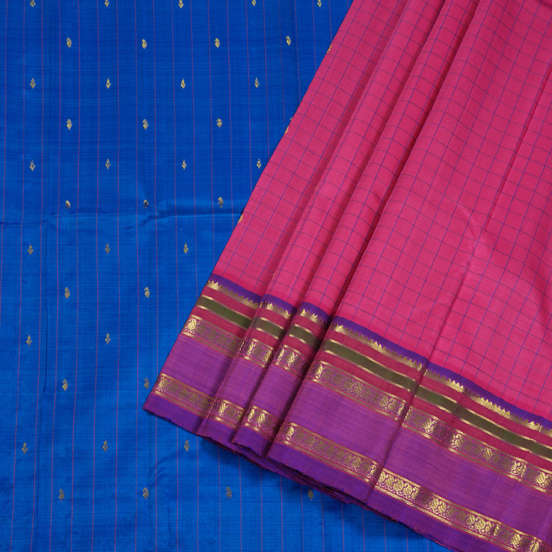 Hayagrivas Pink Handloom Kanjivaram Silk Saree with Purple Border BBD961J3-4