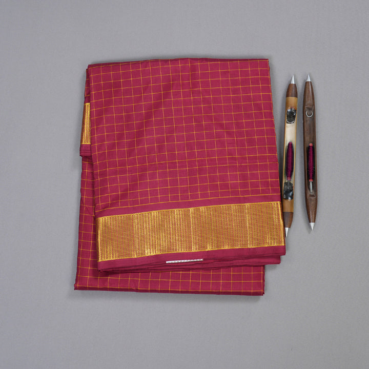 Hayagrivas Handloom Koorai Maroon Ten Yards Silk Saree BBD962J3-1