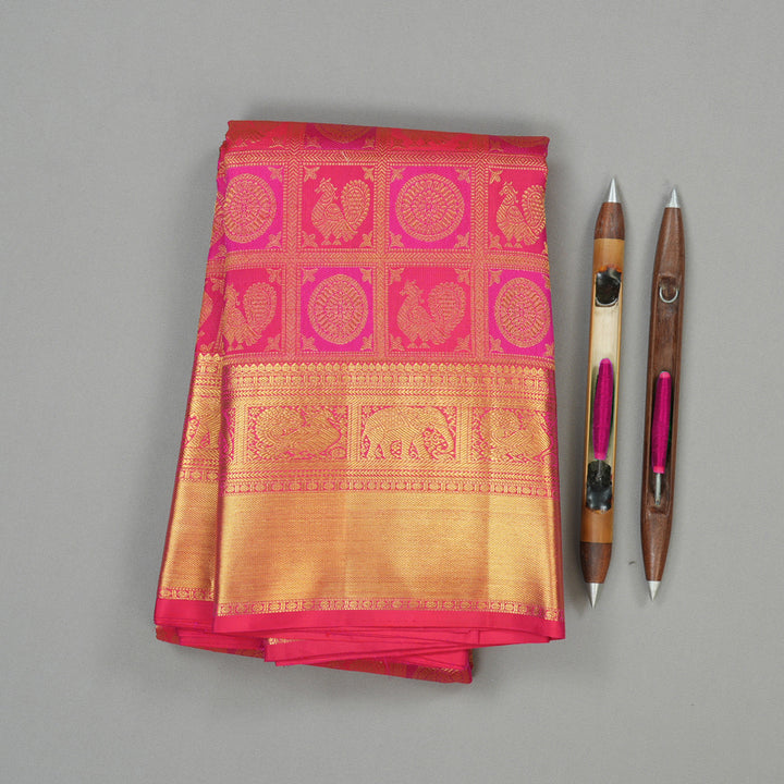 Hayagrivas Reddish Pink Handloom Kanjivaram Silk Saree BBD966J2-1