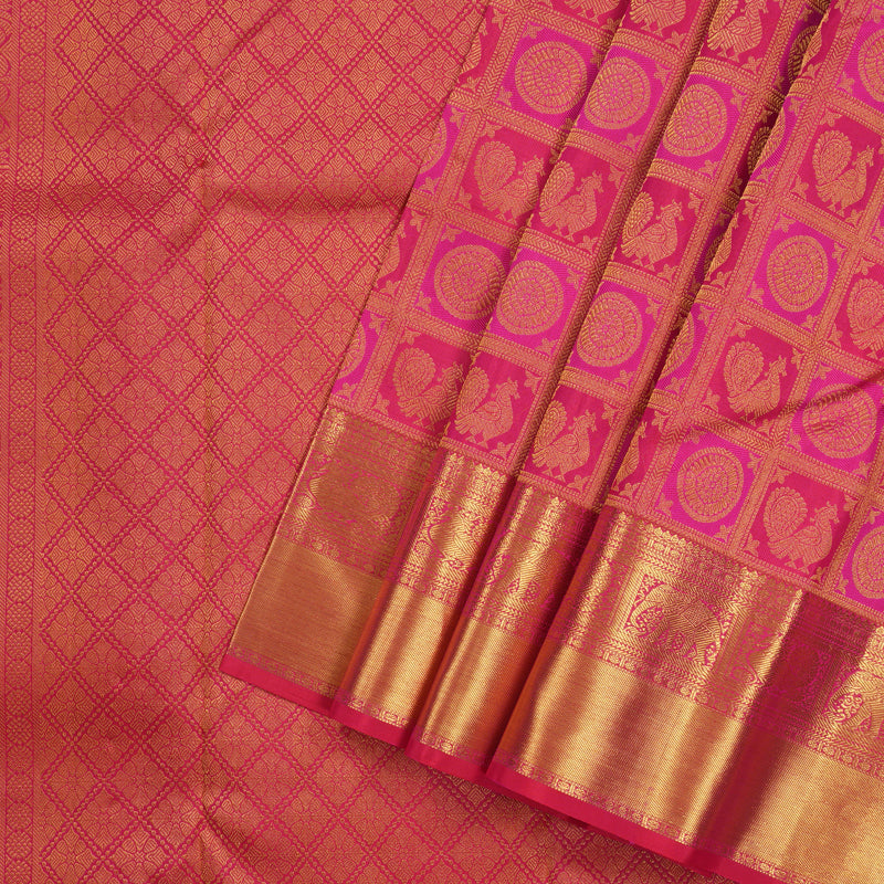 Hayagrivas Reddish Pink Handloom Kanjivaram Silk Saree BBD966J2-1