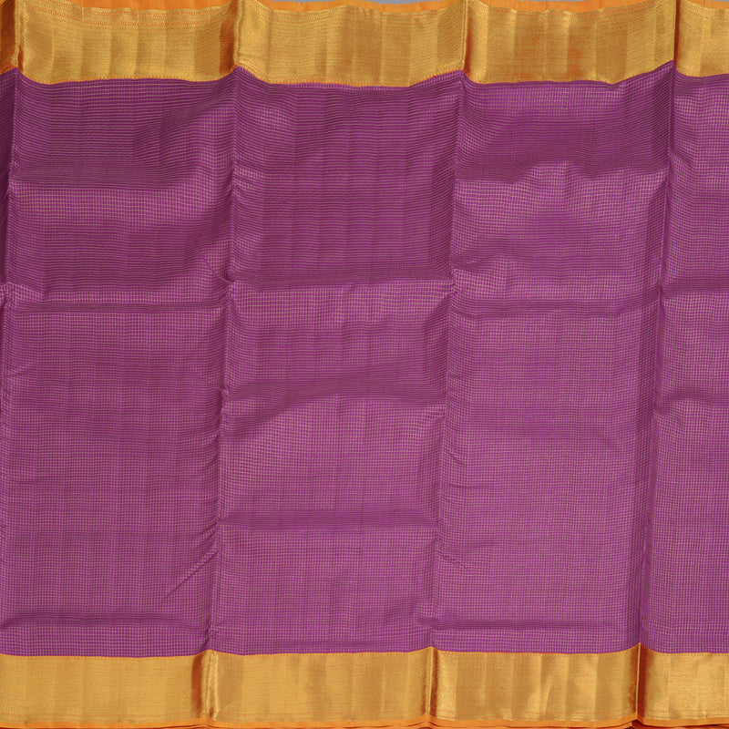 Hayagrivas Purple Handloom Kanjivaram Ten Yards Silk Saree with Orange Border BBD973J6-1