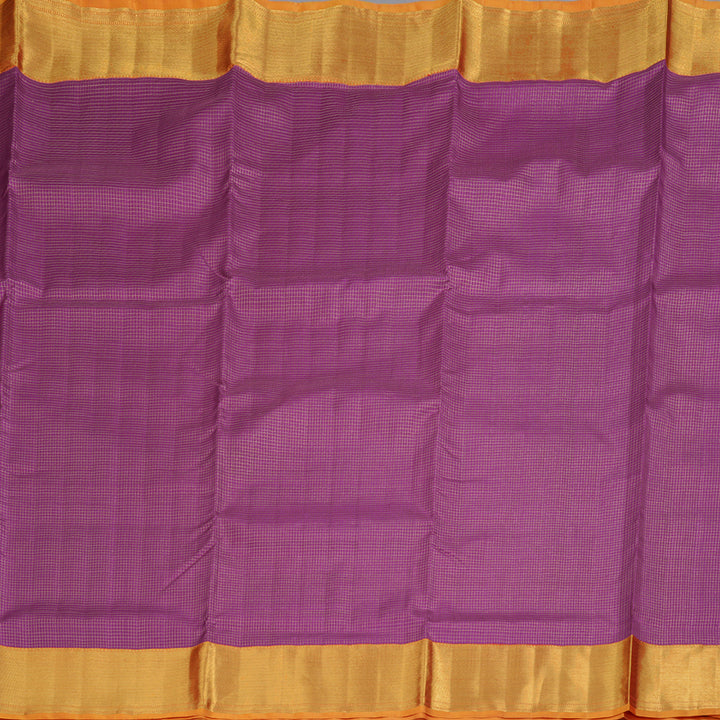 Hayagrivas Purple Handloom Kanjivaram Ten Yards Silk Saree with Orange Border BBD973J6-1